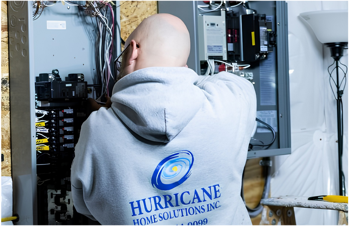 Hurricane Generators technician working on an electrical panel